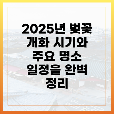 2025년 벚꽃 개화 시기와 주요 명소 일정을 완벽 정리
