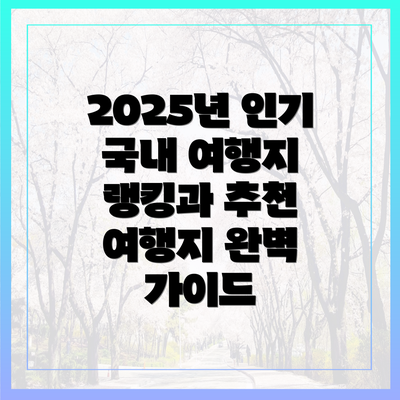 2025년 인기 국내 여행지 개요