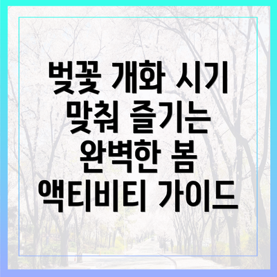 벚꽃 개화 시기 맞춰 즐기는 완벽한 봄 액티비티 가이드