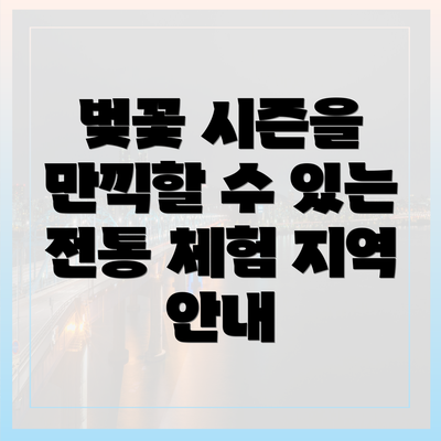 벚꽃 시즌을 만끽할 수 있는 전통 체험 지역 안내