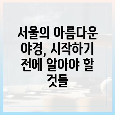 서울의 아름다운 야경, 시작하기 전에 알아야 할 것들
