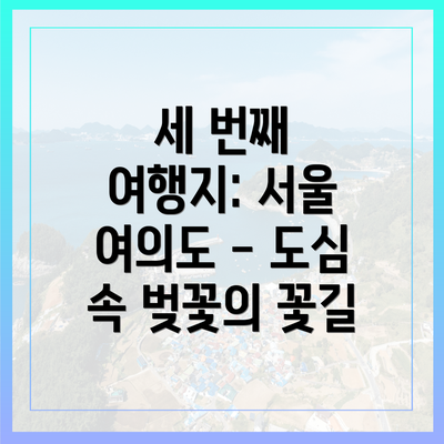 세 번째 여행지: 서울 여의도 - 도심 속 벚꽃의 꽃길