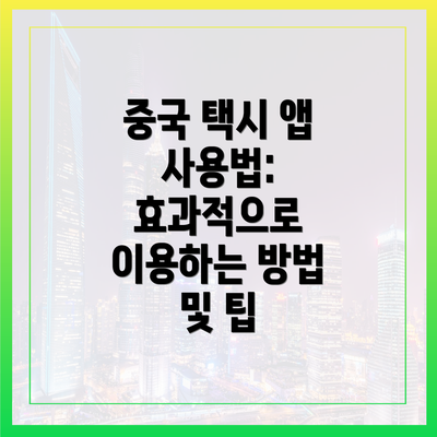중국 택시 앱 사용법: 효과적으로 이용하는 방법 및 팁