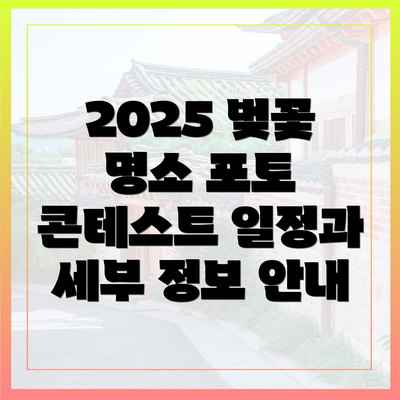 2025 벚꽃 명소 포토 콘테스트 일정과 세부 정보 안내