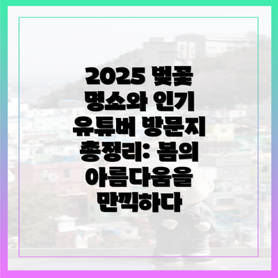2025 벚꽃 명소와 인기 유튜버 방문지 총정리: 봄의 아름다움을 만끽하다