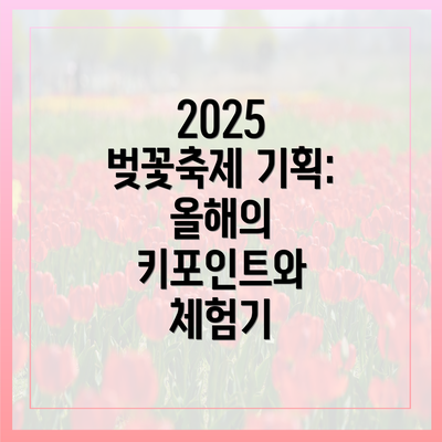 2025 벚꽃축제 기획: 올해의 키포인트와 체험기
