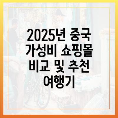 2025년 중국 가성비 쇼핑몰 비교 및 추천 여행기