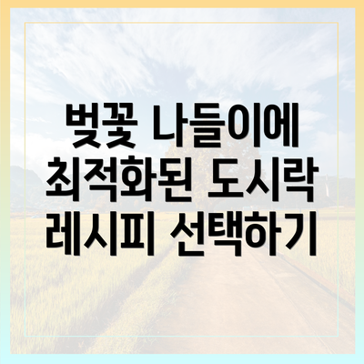벚꽃 나들이에 최적화된 도시락 레시피 선택하기