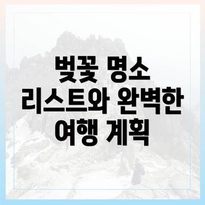 벚꽃 명소 리스트와 완벽한 여행 계획