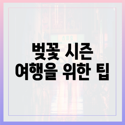 벚꽃 시즌 여행을 위한 팁
