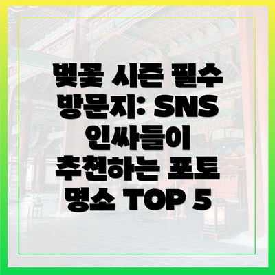 벚꽃 시즌 필수 방문지: SNS 인싸들이 추천하는 포토 명소 TOP 5