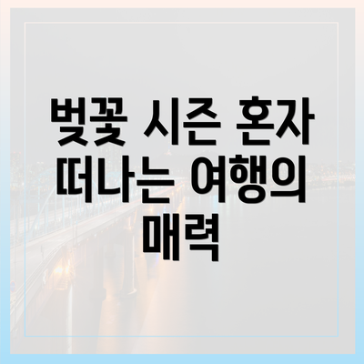 벚꽃 시즌 혼자 떠나는 여행의 매력