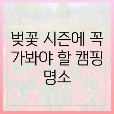 벚꽃 시즌에 꼭 가봐야 할 캠핑 명소