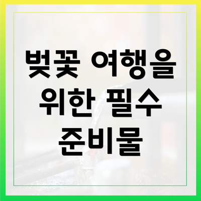 벚꽃 여행을 위한 필수 준비물