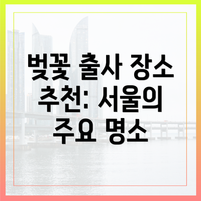 벚꽃 출사 장소 추천: 서울의 주요 명소