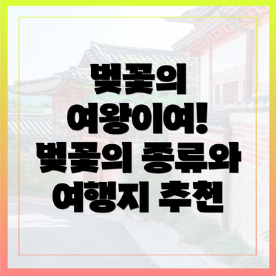벚꽃의 여왕이여! 벚꽃의 종류와 여행지 추천