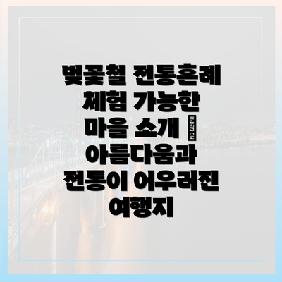 벚꽃철 전통혼례 체험 가능한 마을 소개 – 아름다움과 전통이 어우러진 여행지