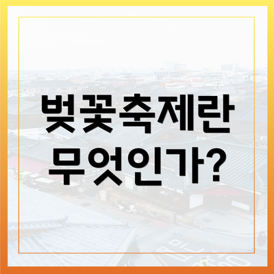벚꽃축제란 무엇인가?