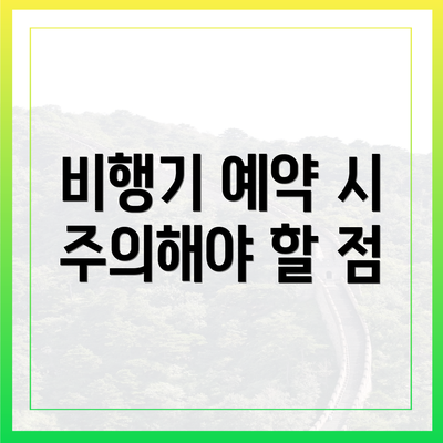비행기 예약 시 주의해야 할 점