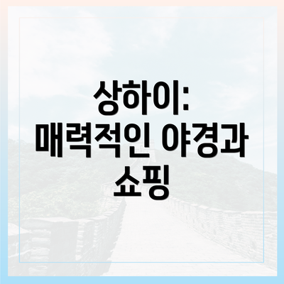 상하이: 매력적인 야경과 쇼핑