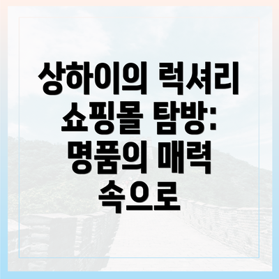 상하이의 럭셔리 쇼핑몰 탐방: 명품의 매력 속으로
