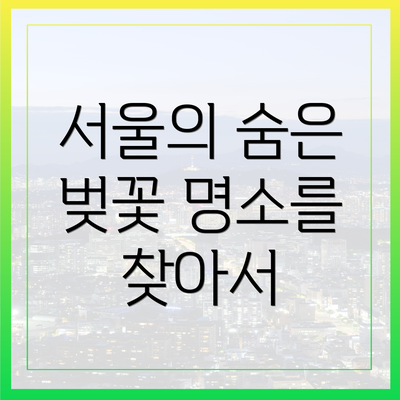 서울의 숨은 벚꽃 명소를 찾아서