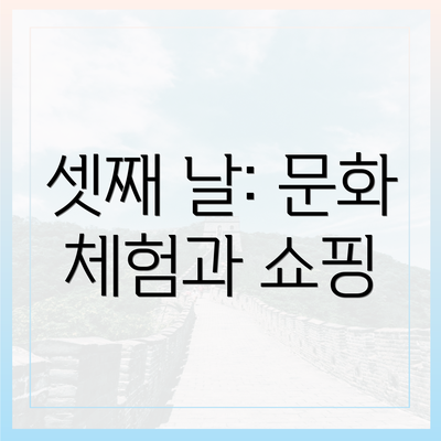 셋째 날: 문화 체험과 쇼핑