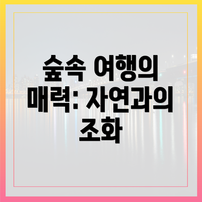 숲속 여행의 매력: 자연과의 조화