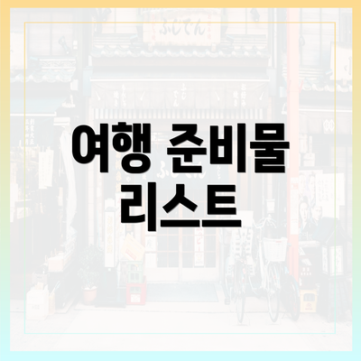 여행 준비물 리스트