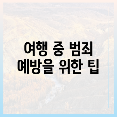 여행 중 범죄 예방을 위한 팁