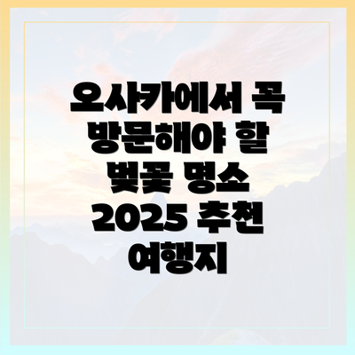 오사카에서 꼭 방문해야 할 벚꽃 명소 2025 추천 여행지