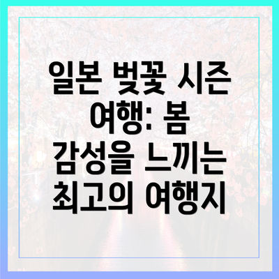 일본 벚꽃 시즌 여행: 봄 감성을 느끼는 최고의 여행지