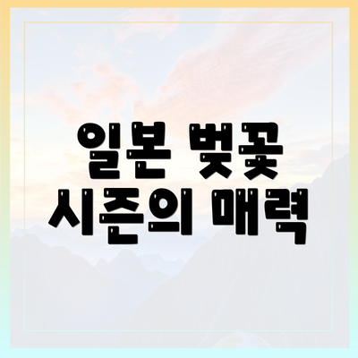 일본 벚꽃 시즌의 매력