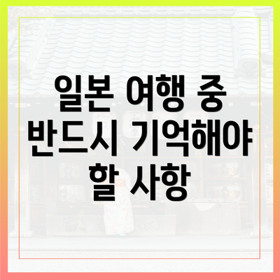 일본 여행 중 반드시 기억해야 할 사항