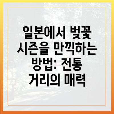 일본에서 벚꽃 시즌을 만끽하는 방법: 전통 거리의 매력