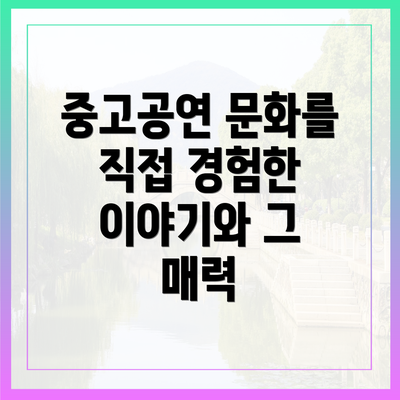 중고공연 문화를 직접 경험한 이야기와 그 매력