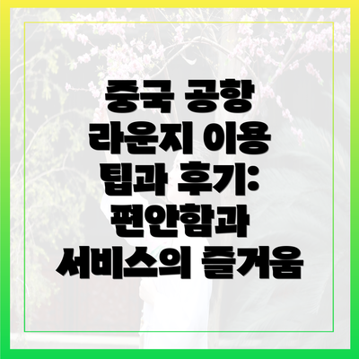 중국 공항 라운지 이용 팁과 후기: 편안함과 서비스의 즐거움
