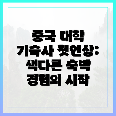 중국 대학 기숙사 첫인상: 색다른 숙박 경험의 시작