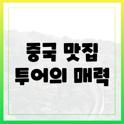 중국 맛집 투어의 매력