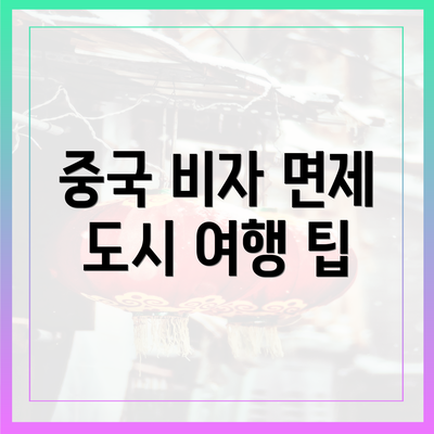 중국 비자 면제 도시 여행 팁