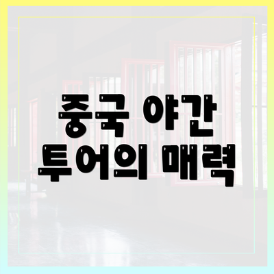 중국 야간 투어의 매력