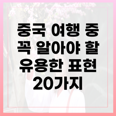 중국 여행 중 꼭 알아야 할 유용한 표현 20가지