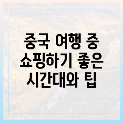 중국 여행 중 쇼핑하기 좋은 시간대와 팁