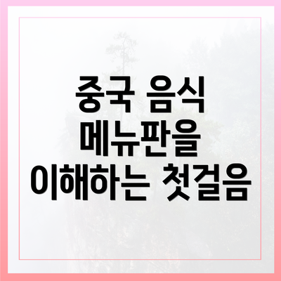 중국 음식 메뉴판을 이해하는 첫걸음