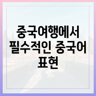 중국여행에서 필수적인 중국어 표현