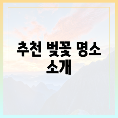 추천 벚꽃 명소 소개