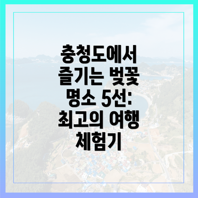충청도에서 즐기는 벚꽃 명소 5선: 최고의 여행 체험기