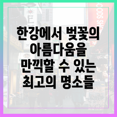 한강에서 벚꽃의 아름다움을 만끽할 수 있는 최고의 명소들