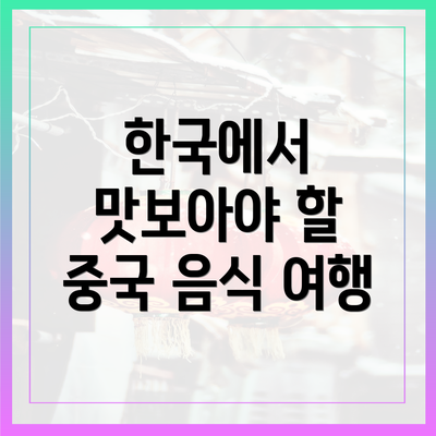한국에서 맛보아야 할 중국 음식 여행