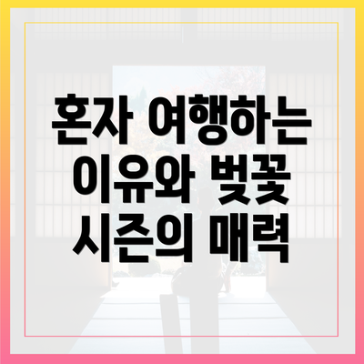 혼자 여행하는 이유와 벚꽃 시즌의 매력